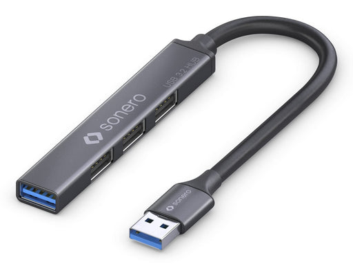 EAN 4251364735459 - sonero S-UH100-001 hub de interfaz USB 3.2 Gen 1 (3.1 Gen 1) Type-A 5000 Mbit/s Negro, Gris imagen 1