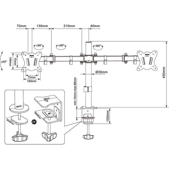 EAN 5901811404085 - Montis Uchwyt monitorowy podwójny Everest 13-27" MT015 68,6 cm (27") Escritorio Negro imagen 3