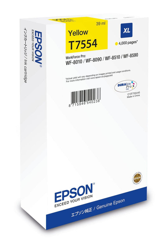 EAN 8715946726908 - Epson C13T75544N cartucho de tinta 1 pieza(s) Original Alto rendimiento (XL) Amarillo imagen 1