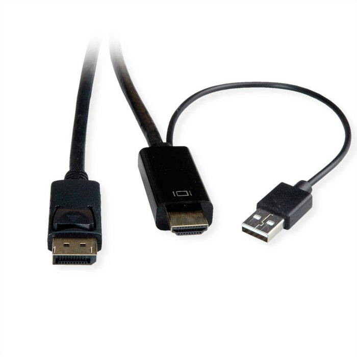 EAN 7630049619487 - ROLINE 11.04.5991 adaptador de cable de vídeo 1 m HDMI + USB DisplayPort Negro imagen 2