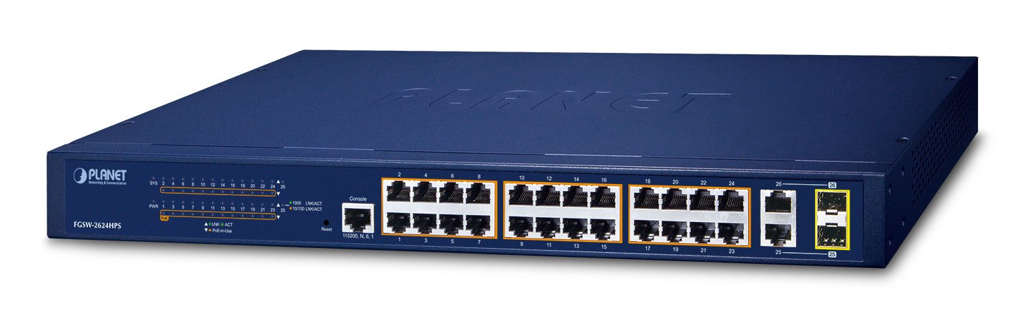 EAN 4711605281232 - PLANET FGSW-2624HPS switch Gestionado L2/L4 Gigabit Ethernet (10/100/1000) Energía sobre Ethernet (PoE) 1 imagen 1