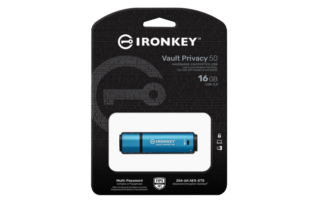 EAN 0740617329001 - Kingston Technology IronKey Vault Privacy 50 unidad flash USB USB tipo A 3.2 Gen 1 (3.1 Gen 1) Negro, Azu imagen 3