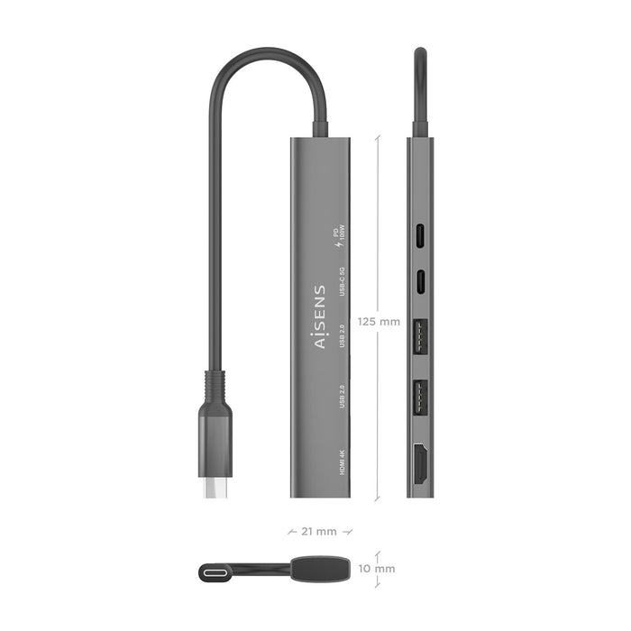 EAN 8435739903117 - AISENS ASUC-5P022-GR base para portátil y replicador de puertos Alámbrico USB 3.2 Gen 1 (3.1 Gen 1) Type- imagen 4