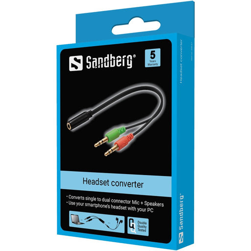 EAN 5705730508677 - Sandberg 508-67 cable de audio 2 x 3.5mm 3,5mm Negro imagen 2