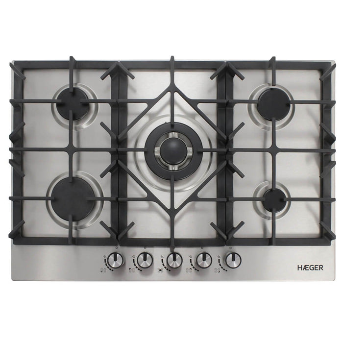 EAN 5608475027871 - Haeger PG-5GI.006A hobs Negro, Acero inoxidable Integrado 75 cm Encimera de gas 5 zona(s) imagen 1
