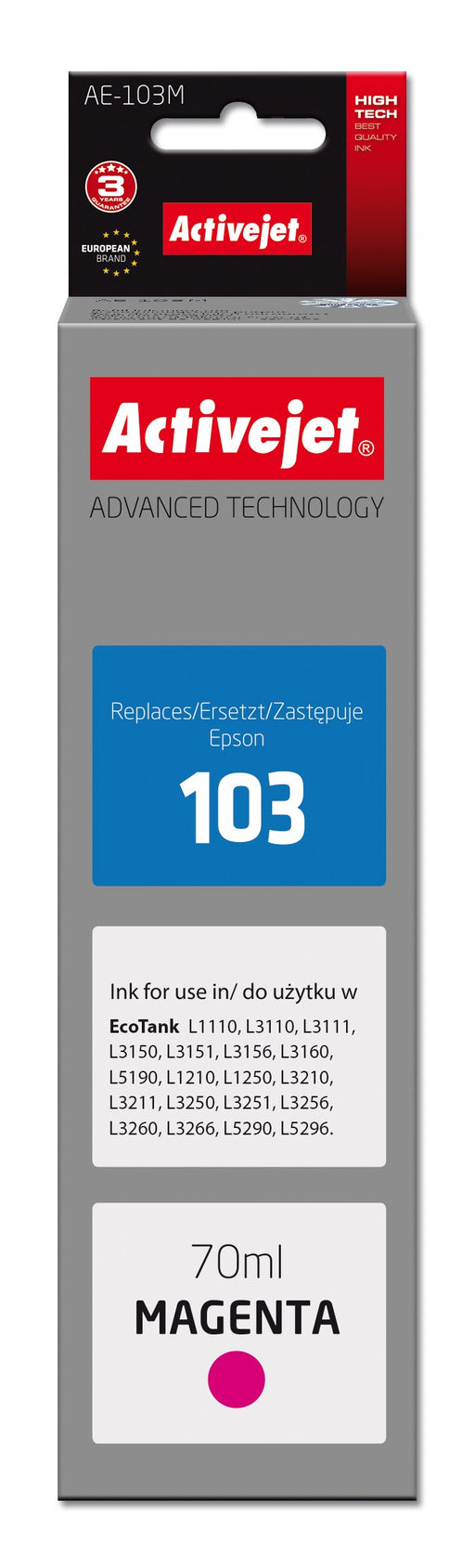 EAN 5901443120742 - Activejet AE-103M cartucho de tinta 1 pieza(s) Compatible Magenta imagen 1