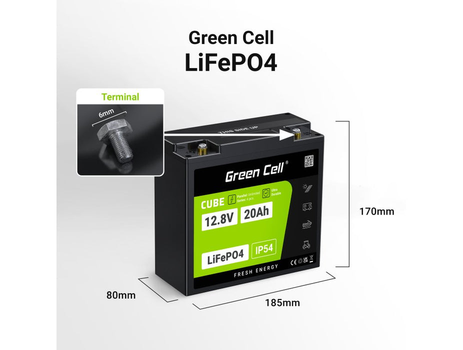 EAN 5904326374874 - Green Cell LFPGC12V20AH batería para sistema ups Fosfato de hierro-litio (LiFePo4) 12,8 V 20 Ah imagen 2