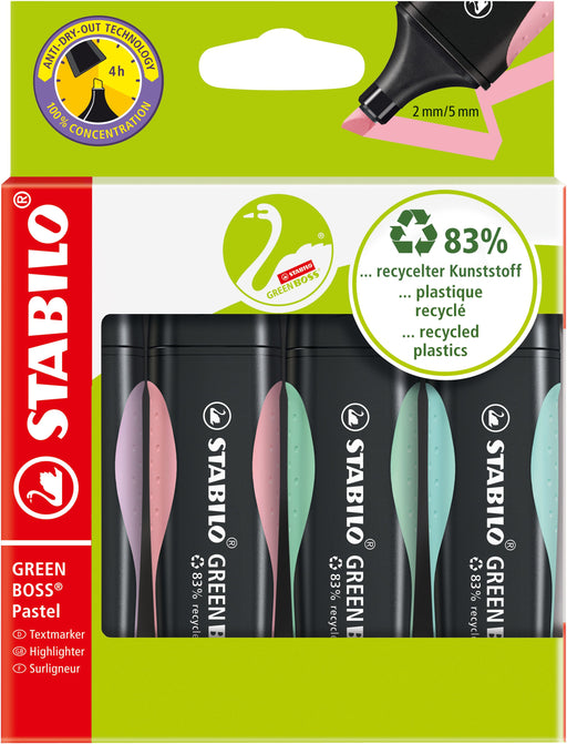 EAN 4006381564229 - STABILO GREEN BOSS marcador 4 pieza(s) Punta de cincel Verde, Menta, Rosa, Violeta imagen 1