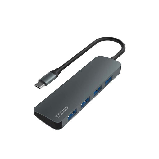 EAN 5901986047735 - Savio Hub USB-C - 4 x USB-A AK-54 USB 3.2 Gen 1 (3.1 Gen 1) Type-A 1000 Mbit/s Negro imagen 2