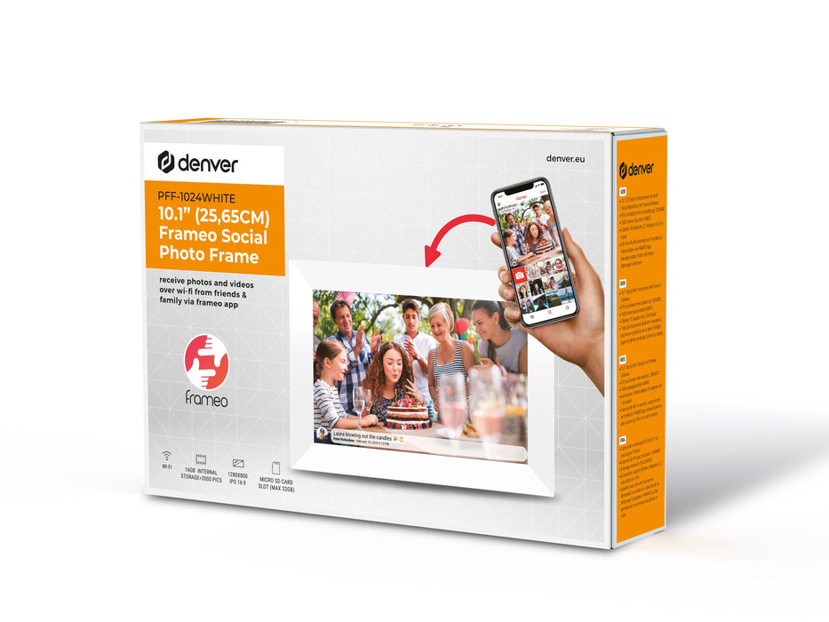 EAN 5706751055478 - Denver PFF-1024WMK2 marco fotográfico digital Blanco 25,6 cm (10.1") Pantalla táctil Wifi imagen 8