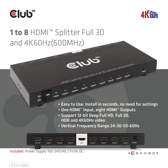 EAN 8719214472771 - CLUB3D CSV-1383 divisor de video 8x HDMI imagen 8
