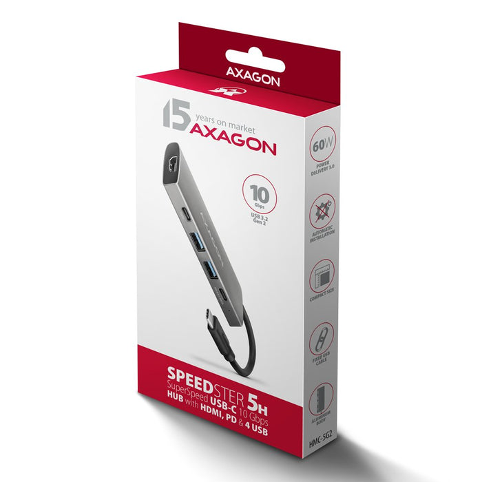 EAN 8595247909060 - Axagon HMC-5G21 base para portátil y replicador de puertos Alámbrico USB 3.2 Gen 2 (3.1 Gen 2) Type-C Gri imagen 9