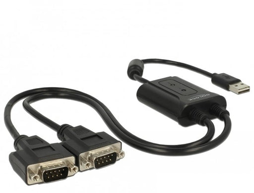 EAN 4043619639502 - DeLOCK 63950 cable de serie Negro 0,6 m USB 2.0 Type-A 2 x RS-232 DB9 imagen 1