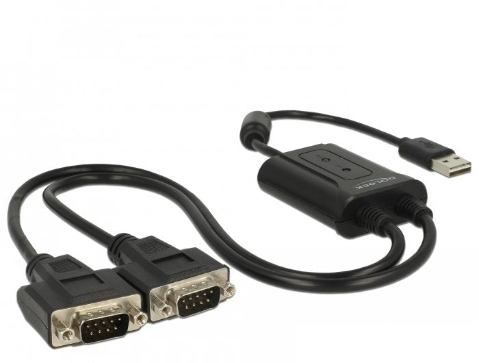 EAN 4043619639502 - DeLOCK 63950 cable de serie Negro 0,6 m USB 2.0 Type-A 2 x RS-232 DB9 imagen 1