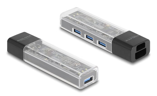 EAN 4043619643356 - DeLOCK 64335 hub de interfaz USB 3.2 Gen 1 (3.1 Gen 1) Type-A + Type-C 5000 Mbit/s Negro, Transparente imagen 2