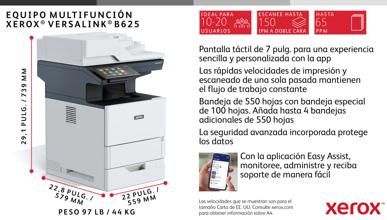 EAN 95205040876 - Xerox VersaLink B625V_DN impresora multifunción Laser 1200 x 1200 DPI 65 ppm imagen 5