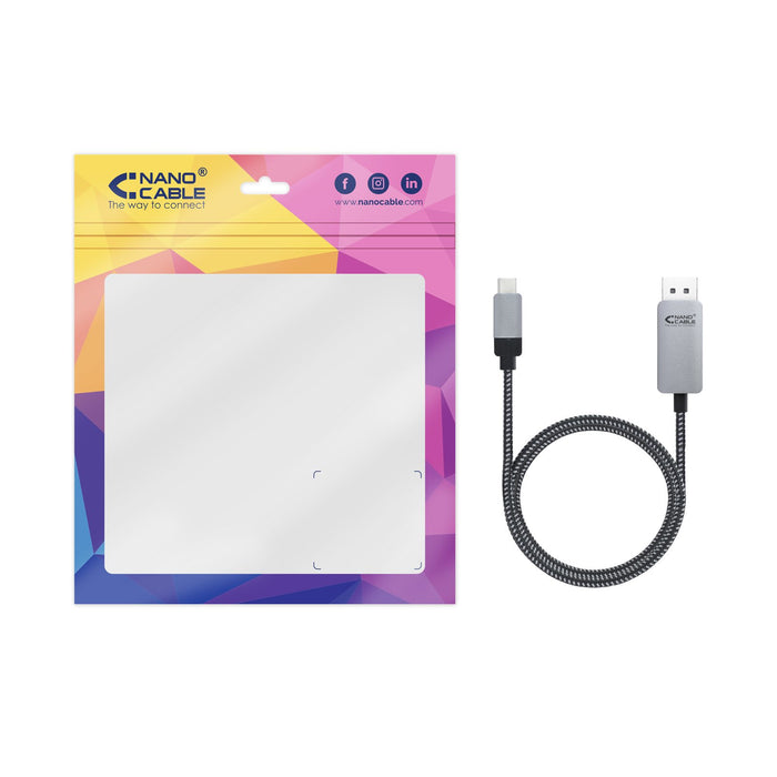EAN 8433281009882 - Nanocable 10.15.5002 adaptador de cable de vídeo 1,8 m USB Tipo C DisplayPort Aluminio, Negro imagen 6