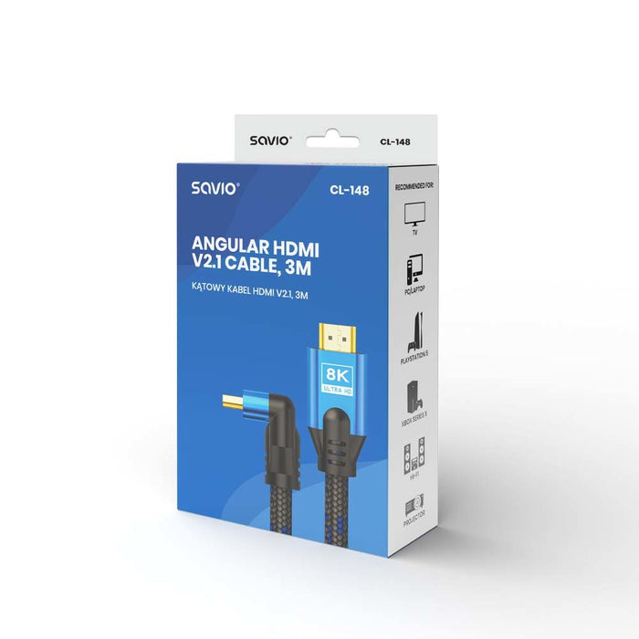 EAN 5901986046325 - Savio CL-148 cable HDMI 3 m HDMI tipo A (Estándar) Negro, Azul imagen 3