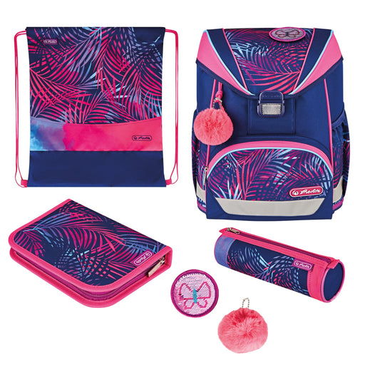 EAN 4008110347448 - Herlitz UltraLight Plus Tropical Chill juego de mochila escolar Chica Poliéster Marina, Rosa imagen 1
