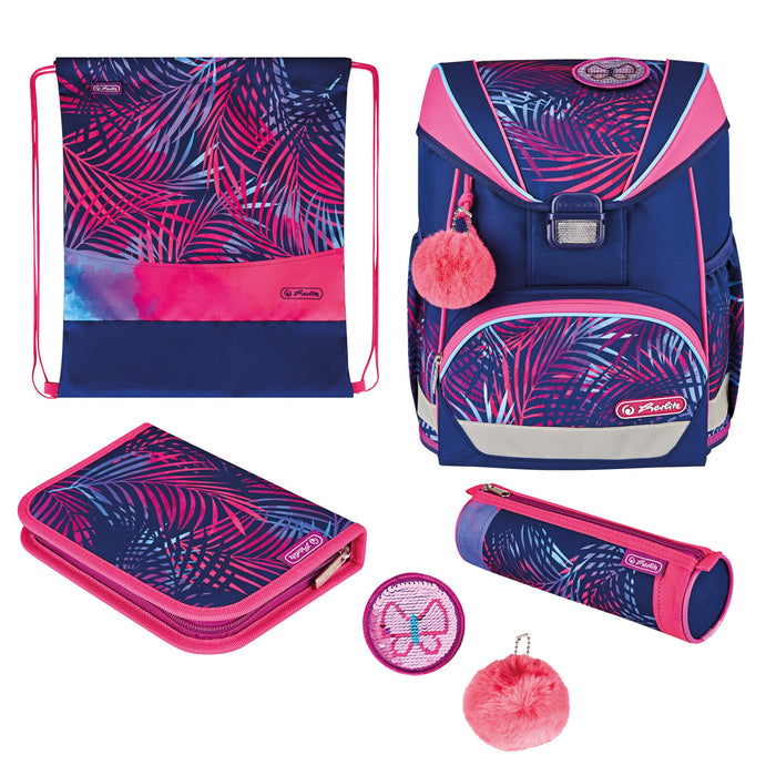 EAN 4008110347448 - Herlitz UltraLight Plus Tropical Chill juego de mochila escolar Chica Poliéster Marina, Rosa imagen 1