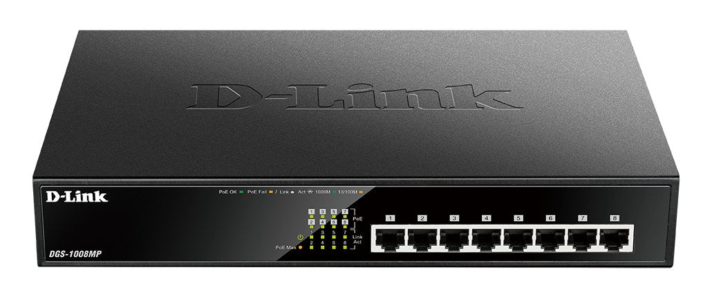EAN 0790069420337 - D-Link DGS-1008MP switch No administrado Gigabit Ethernet (10/100/1000) Energía sobre Ethernet (PoE) 1U N imagen 1
