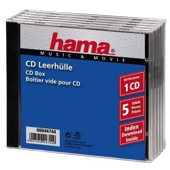 EAN 4007249447449 - Hama CD Jewel Case Standard, Pack 5 Estuche con forma de concha 1 discos Negro, Transparente imagen 1