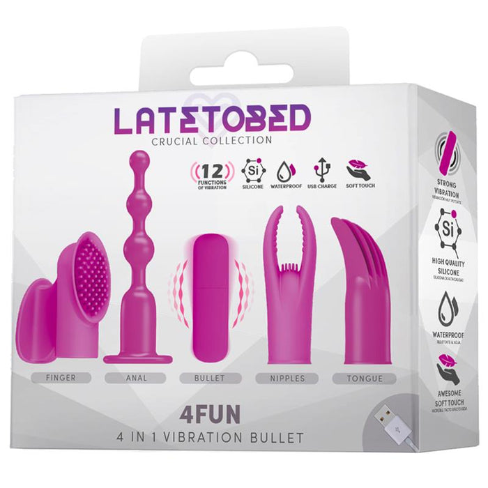 4fun Bala Vibrador Y 4 Fundas Usb Impermeable Silicona