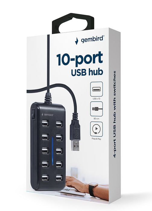 EAN 8716309124638 - Gembird UHB-U2P10P-01 hub de interfaz USB 2.0 Type-A Negro imagen 5