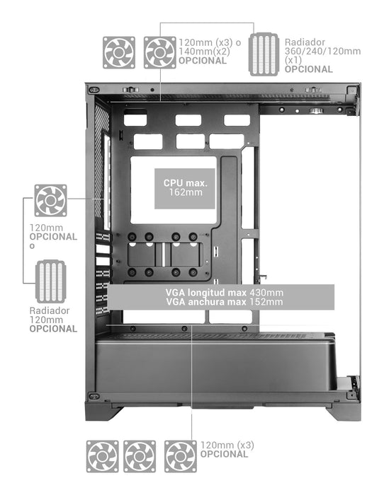 EAN 8435693112983 - Mars Gaming MCPRISMA carcasa de ordenador Midi Tower Negro imagen 9