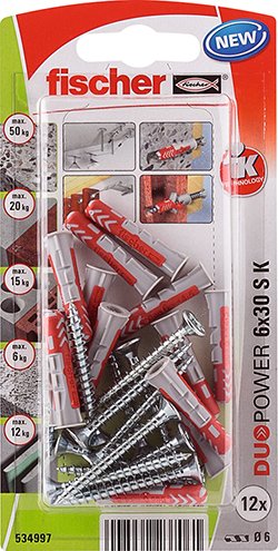 EAN 4048962237061 - Fischer 534997 tornillo de anclaje y taco 12 pieza(s) Set de tornillos y anclajes 30 mm imagen 1