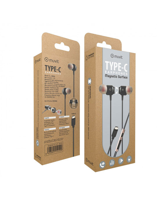 EAN 8426801154520 - Muvit M1C Auriculares Alámbrico Dentro de oído Llamadas/Música USB Tipo C Negro imagen 8