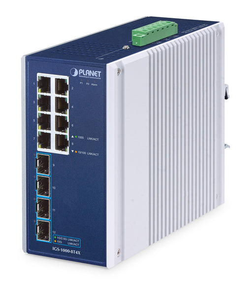 EAN 4711605287654 - PLANET IP30 Industrial 8-Port No administrado Gigabit Ethernet (10/100/1000) Aluminio, Azul imagen 1