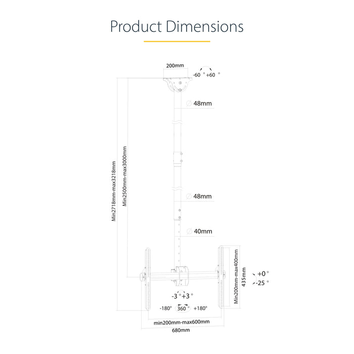 EAN 0065030870412 - StarTech.com FPCEILPTBLP soporte para pantalla de señalización 190,5 cm (75") Negro imagen 15