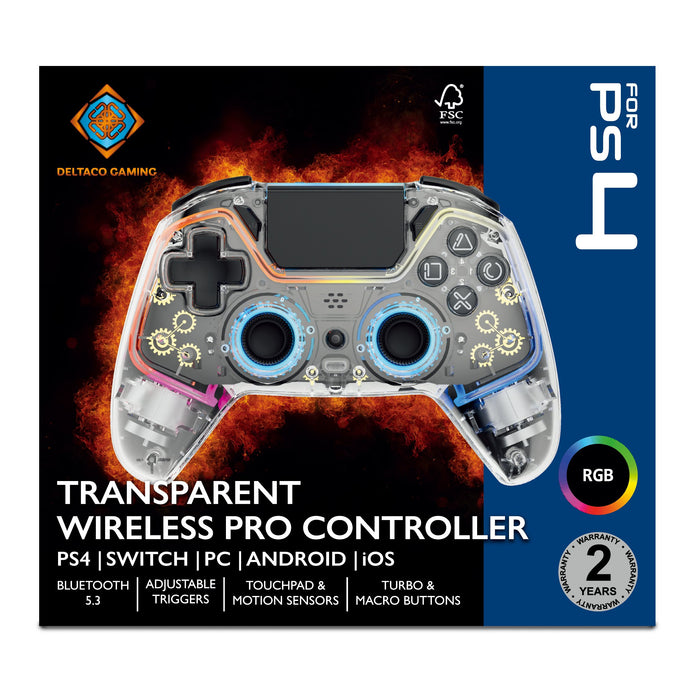 EAN 7333048060839 - Deltaco Gaming GAM-169-T mando y volante Transparente Bluetooth Gamepad Nintendo Switch, PC, PlayStation  imagen 12