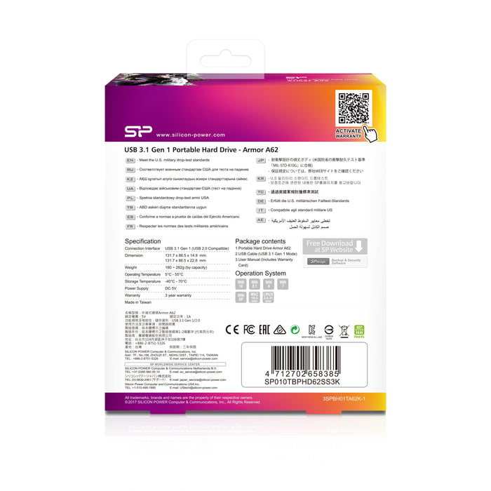 EAN 4712702658385 - Silicon Power Armor A62 disco duro externo 1 TB 2.5" USB tipo A 3.2 Gen 1 (3.1 Gen 1) Negro, Rojo imagen 7