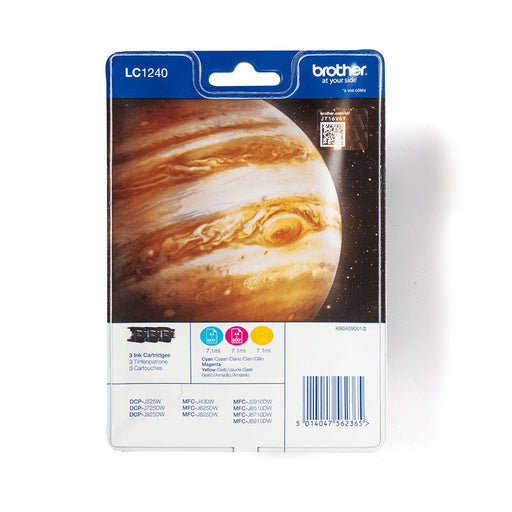 EAN 5014047562372 - Brother LC1240RBWBPDR cartucho de tinta 3 pieza(s) Original Cian, Magenta, Amarillo imagen 1