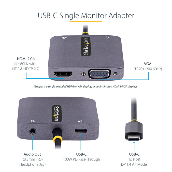 EAN 0065030895590 - StarTech.com 122-USBC-HDMI-4K-VGA Adaptador gráfico USB 3840 x 2160 Pixeles Gris imagen 8