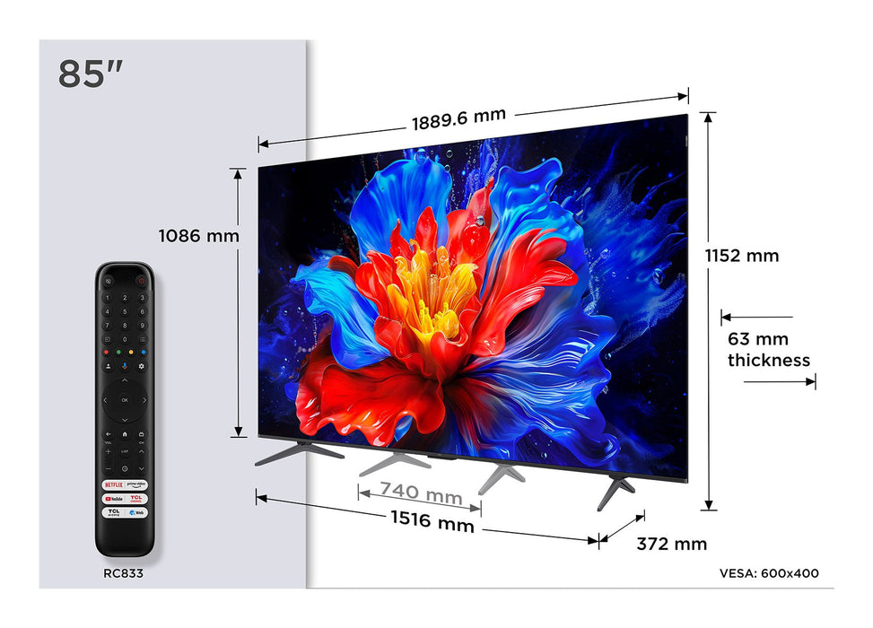 EAN 5901292525866 - TCL P8K 85P8K Televisor 2,16 m (85") 4K Ultra HD Smart TV Wifi Metálico 450 cd / m² imagen 2