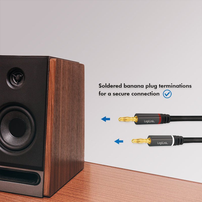 EAN 4052792054286 - LogiLink CA1211 cable de audio 5 m 2 conectores banana Negro imagen 3