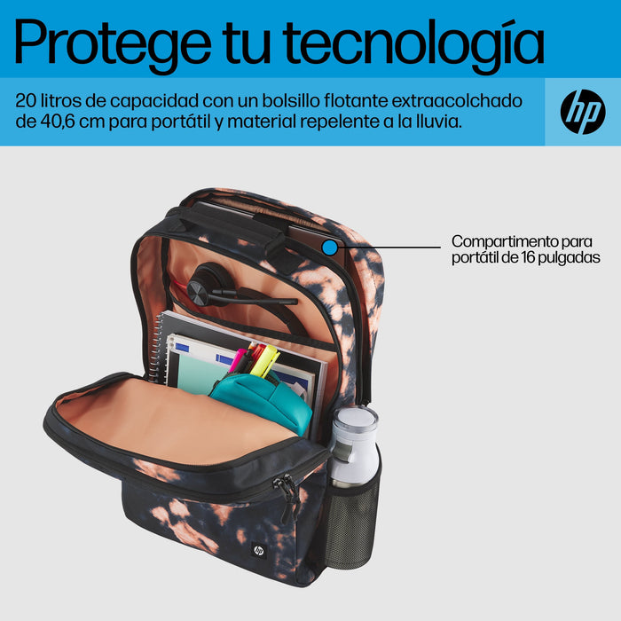 EAN 0197192487594 - HP Campus XL Tie Dye Backpack mochila Mochila informal Negro Poliéster, Poliespuma imagen 7