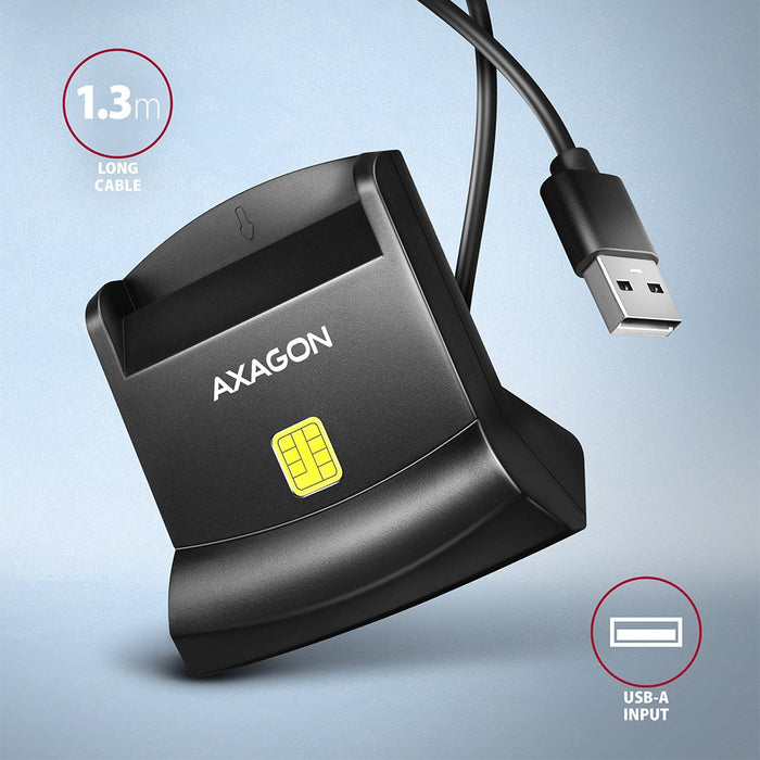 EAN 8595247907004 - Axagon Universal desktop USB contact Smart/ID card reader with long USB-A cable. Suitable for the eObanka imagen 3