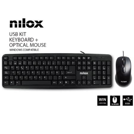 EAN 8436556148491 - Nilox KIT RATON ESP teclado Ratón incluido Universal USB QWERTY Español Negro imagen 2