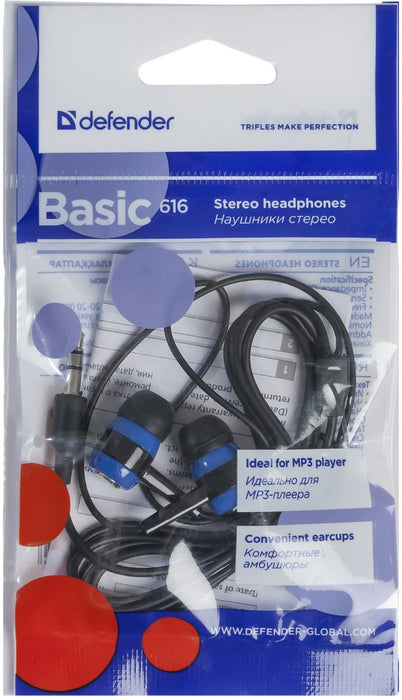 EAN 4714033636162 - Defender Basic-616 Auriculares Alámbrico Dentro de oído Negro, Azul imagen 2