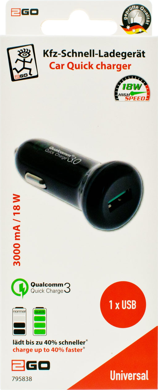 EAN 4010425958387 - 2GO 795838 cargador de dispositivo móvil Universal Negro Encendedor de cigarrillos Carga rápida Auto imagen 2