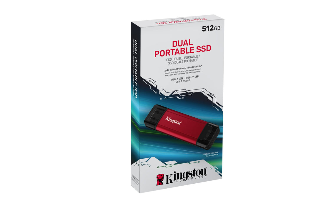 EAN 740617352207 - Kingston Technology Dual Portable USB Type-A / USB Type-C 3.2 Gen 2 (3.1 Gen 2) Negro, Rojo imagen 5
