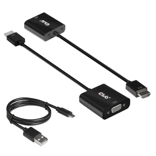 EAN 8719214471668 - CLUB3D CAC-1302 adaptador de cable de vídeo 0,5 m HDMI tipo A (Estándar) VGA (D-Sub) Negro imagen 1