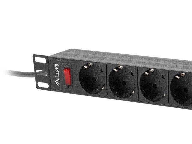 EAN 5901969428261 - Lanberg PDU-09F-0300-BK unidad de distribución de energía (PDU) 9 salidas AC 1U Negro, Gris imagen 3