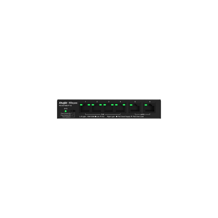 EAN 6971693272989 - Ruijie Networks RG-ES106D-P V2 switch No administrado Fast Ethernet (10/100) Energía sobre Ethernet (PoE) imagen 1