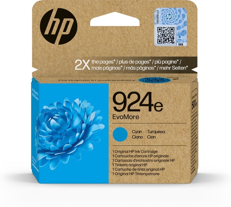 EAN 0196786147425 - HP 924e EvoMore Cyan Original Ink Cartridge cartucho de tinta 1 pieza(s) Alto rendimiento (XL) imagen 1