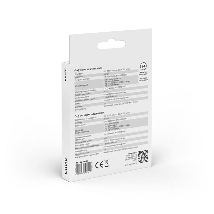 EAN 5901986048121 - Savio AK-61 adaptador y tarjeta de red WLAN 3464 Mbit/s imagen 7